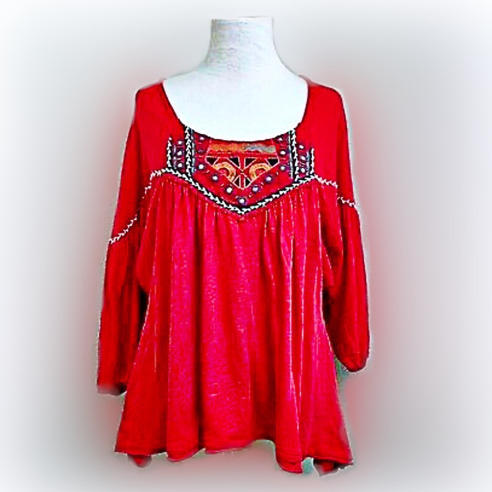 Free People Embroidered Top